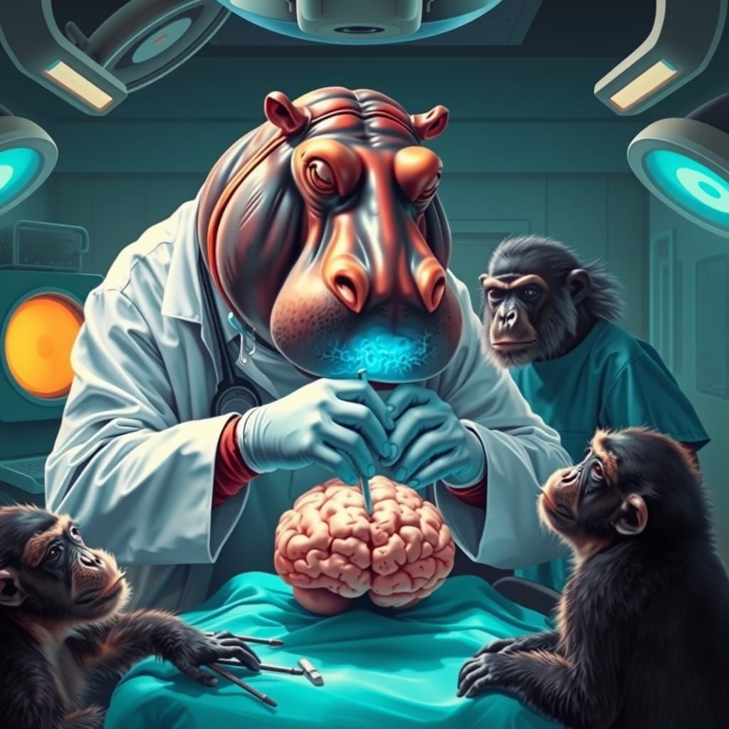 Hippos in High-Tech Surgery Scene
