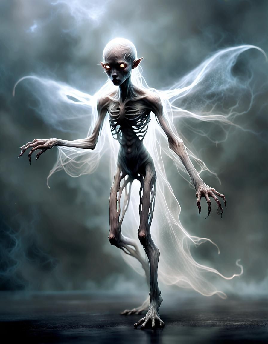 Ethereal Filcher Wielding Mist in Dark Fantasy Style