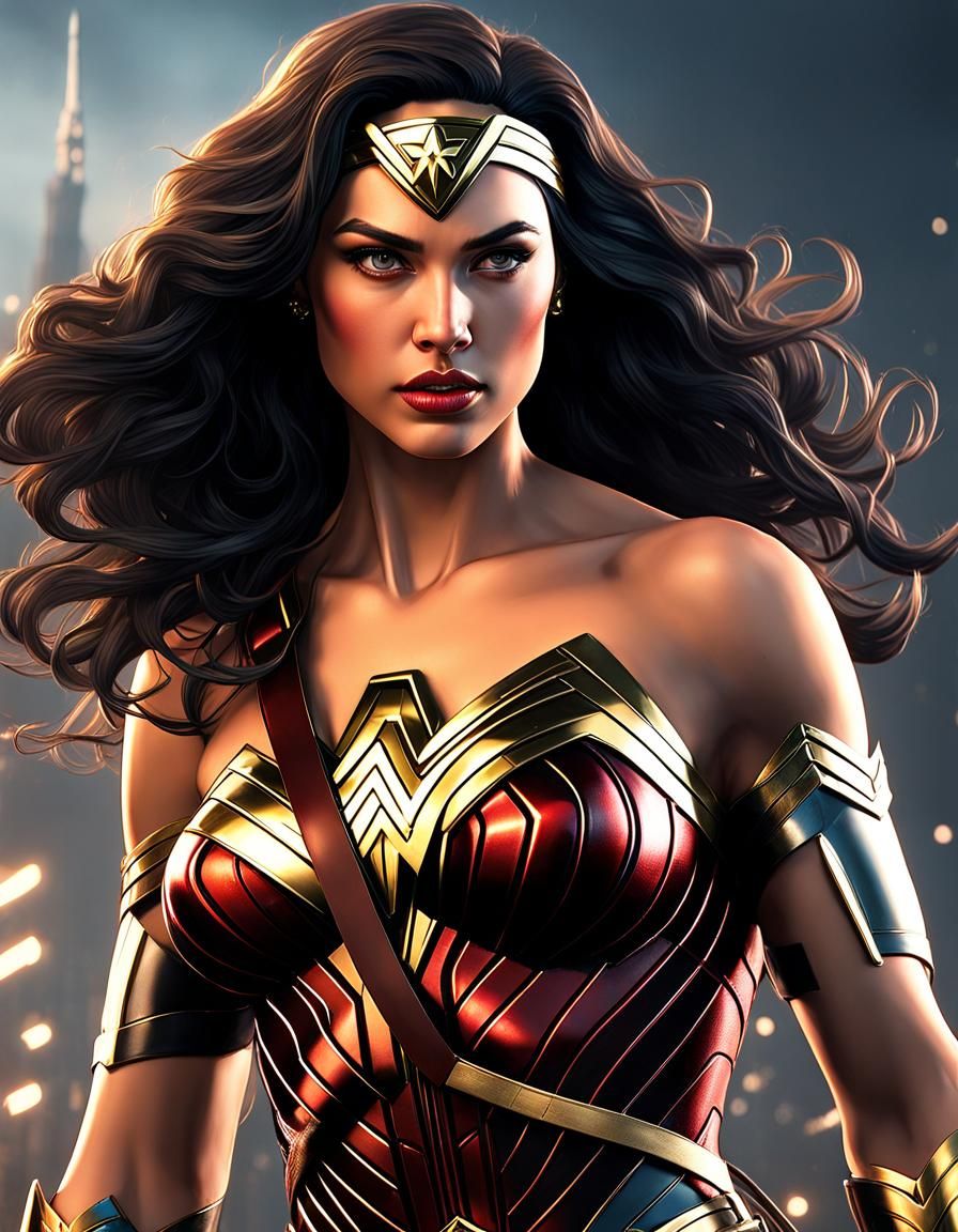 Teenage Wonder Woman in Hyperrealistic Style
