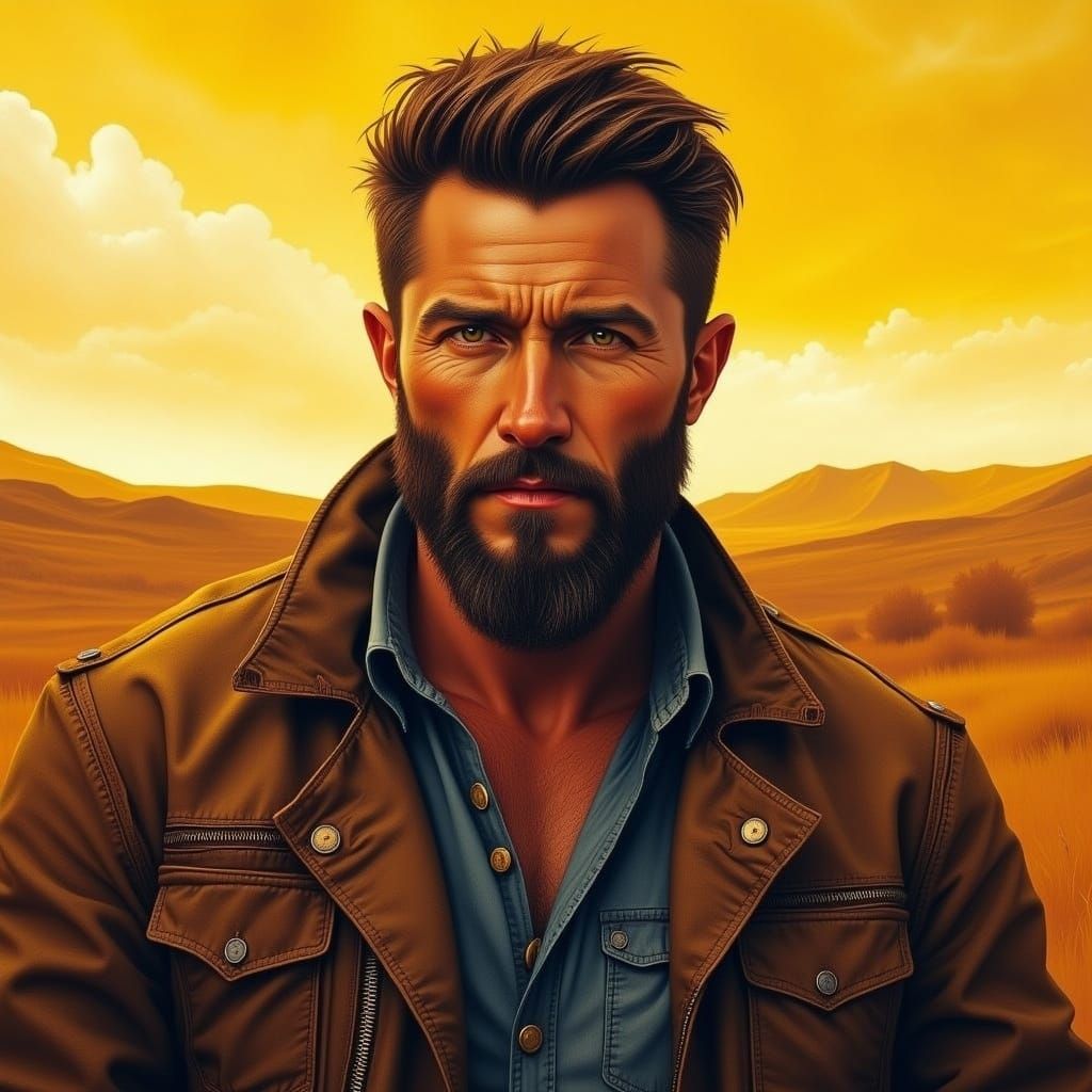 Rugged Man in Southwestern Light, Painterly Style