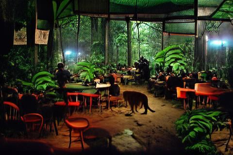 Jungle Night Café: A Van Gogh Inspired Scene