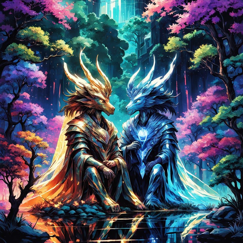 Ethereal Goddesses Radiate Magic in a Vibrant, Glowing Lands...