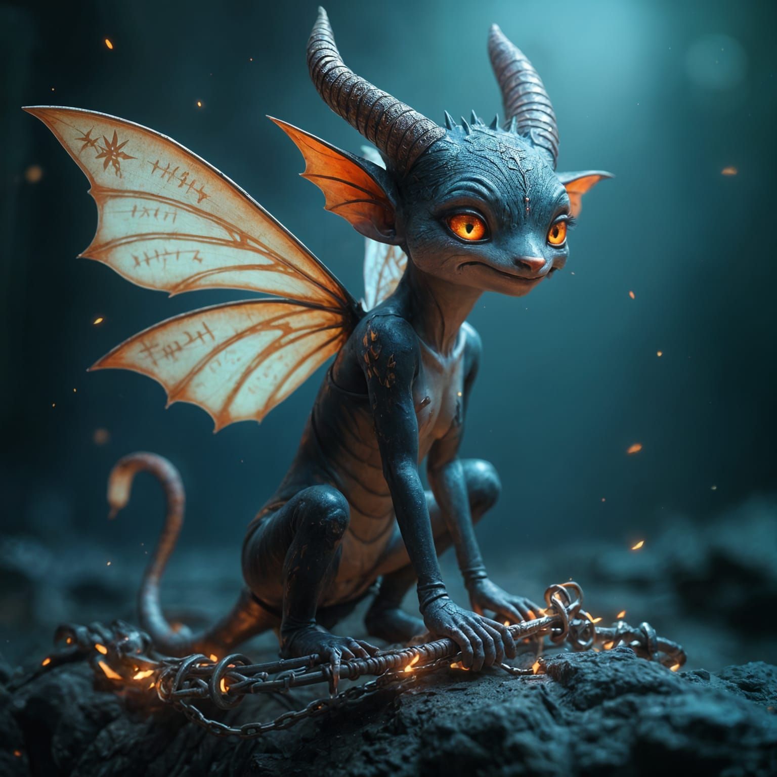 Surreal Fantasy Pixie Imprisoned in Chains