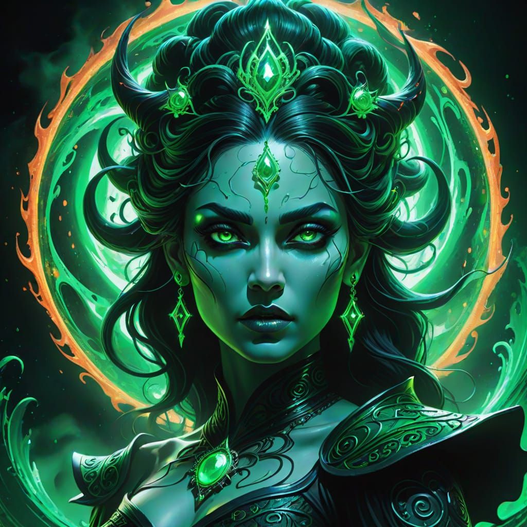 Emerald Gothic Princess of Darkness in Neon