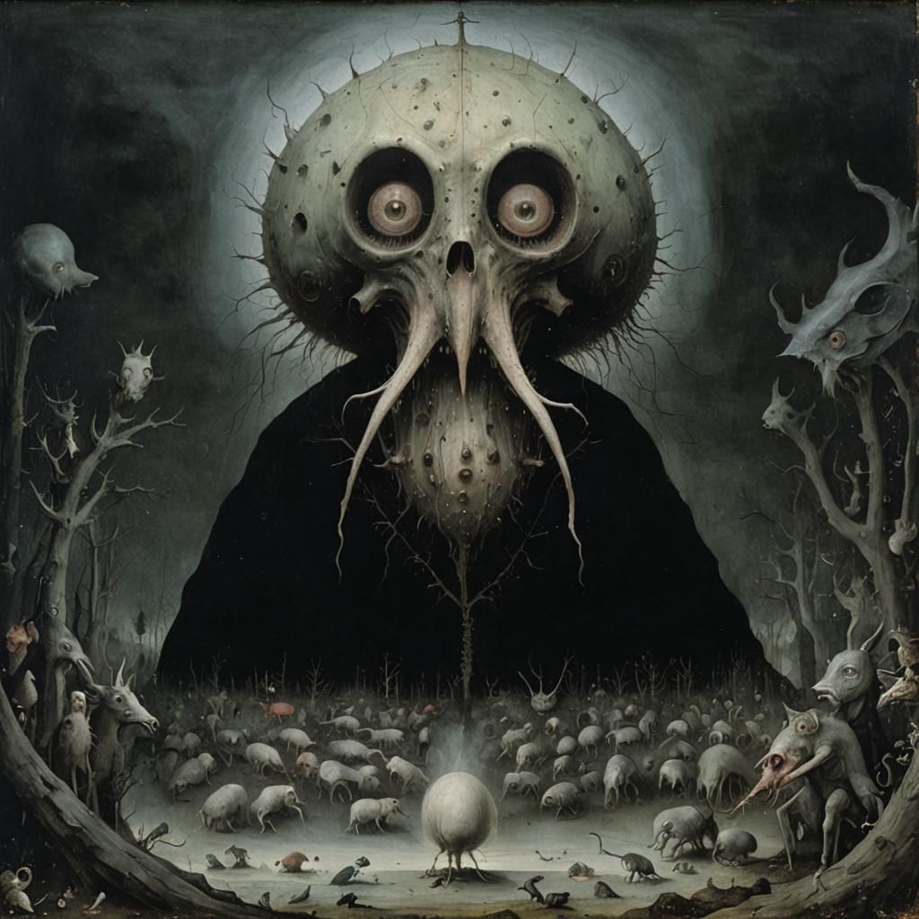 Fog-Shrouded Creature in Bosch Style