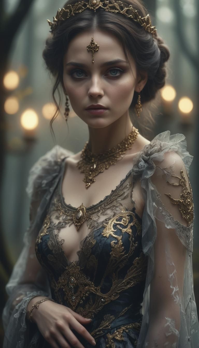 Mystical Woman in Gothic Realism Style