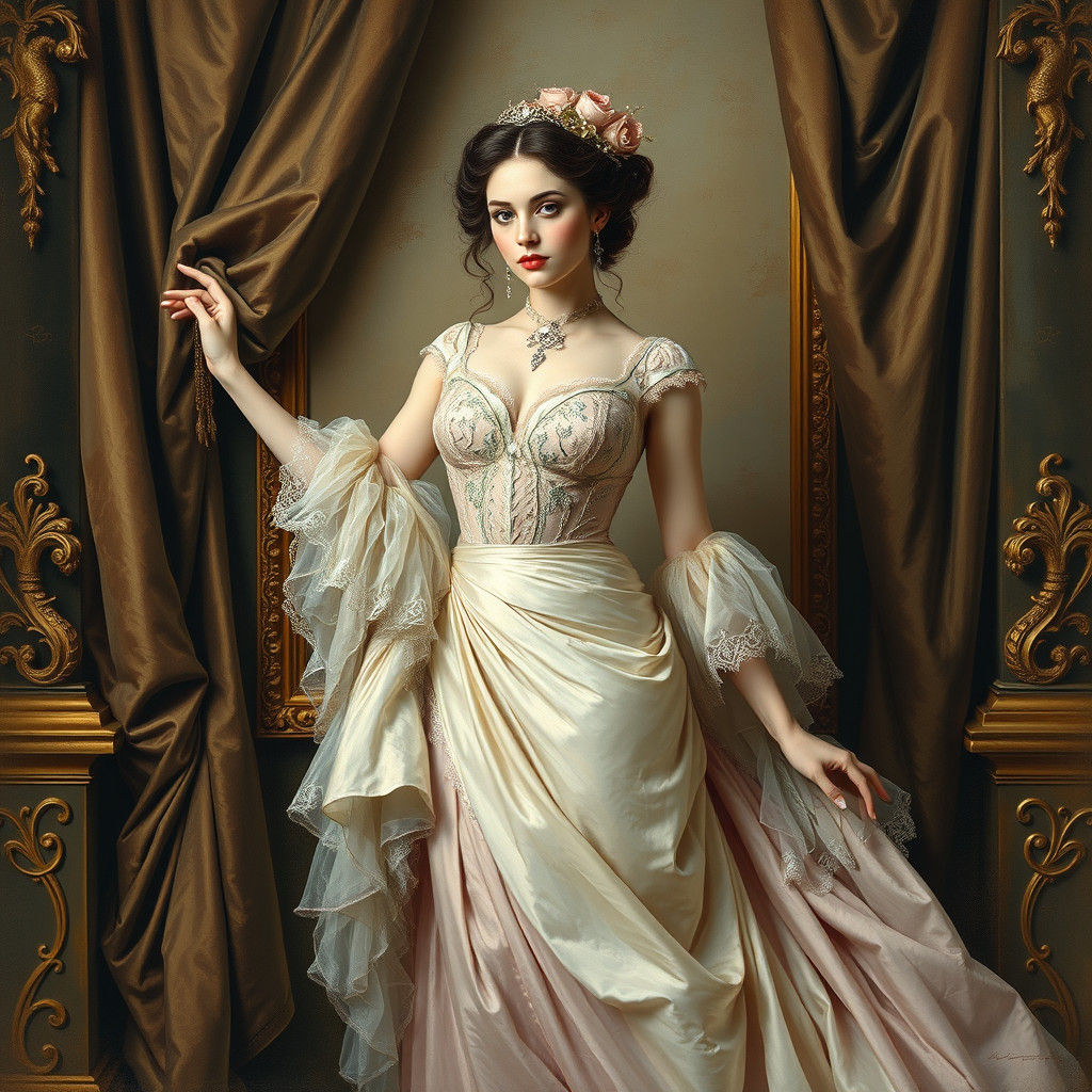 Victorian Lady in Opulent Style, as Impressionist Painting