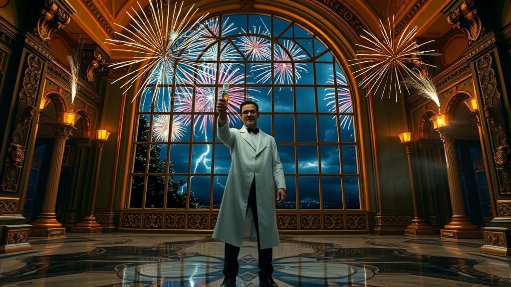 Mad Scientist Celebrates New Year's Eve with Frankenstein's...