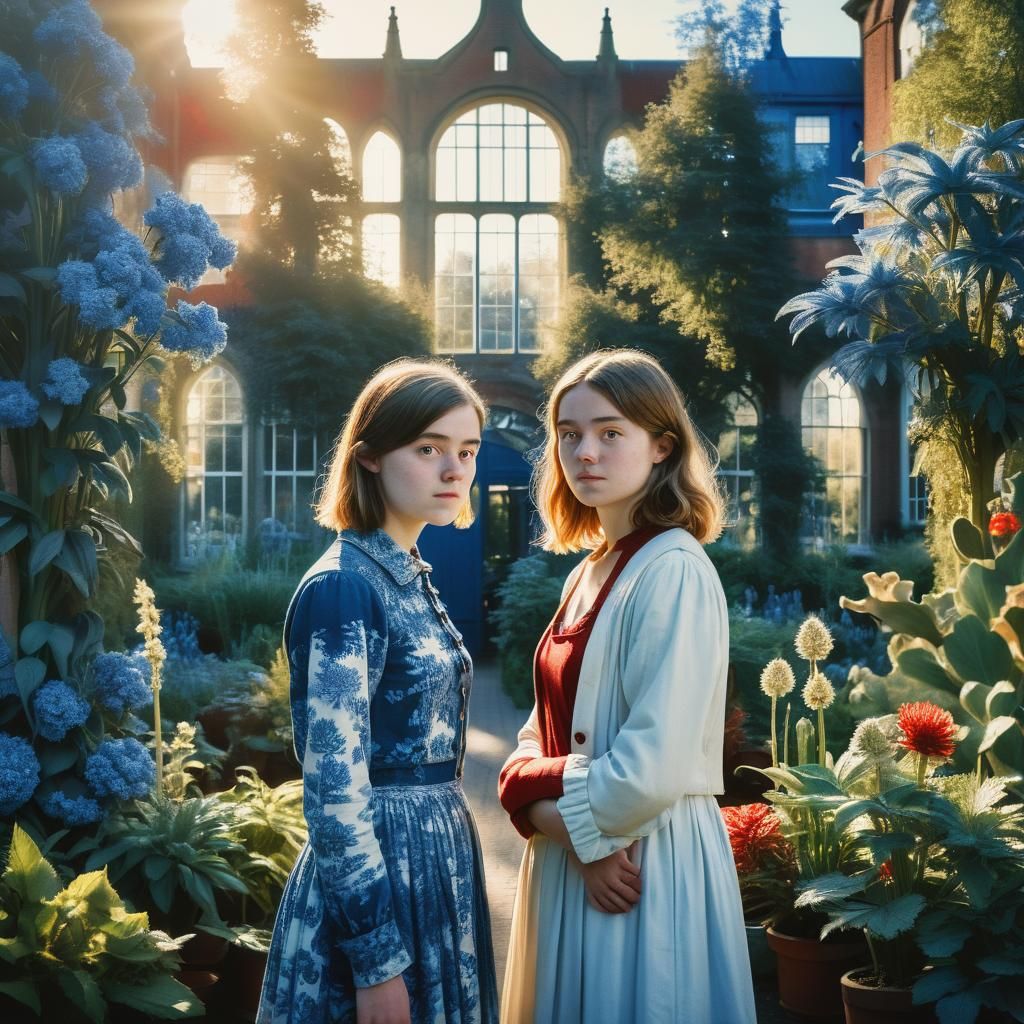 Dutch Masterpiece: Elegant Female Student in Leiden's Hortus...