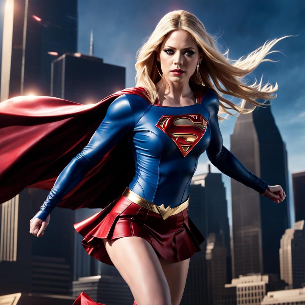 Supergirl Flies Above Metropolis: High-Quality Photograph