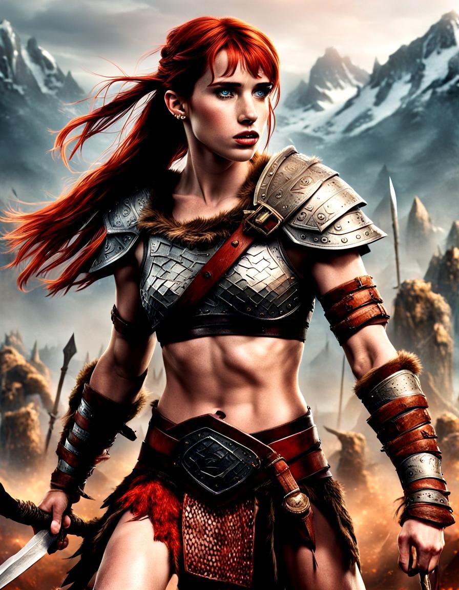 Barbarian Warrior Woman in Cinematic Style
