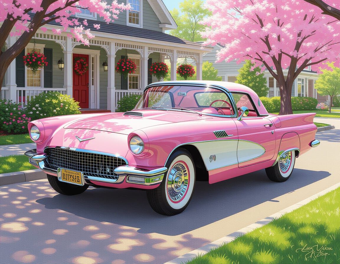 Pink Corvette with Leopard Print Accents