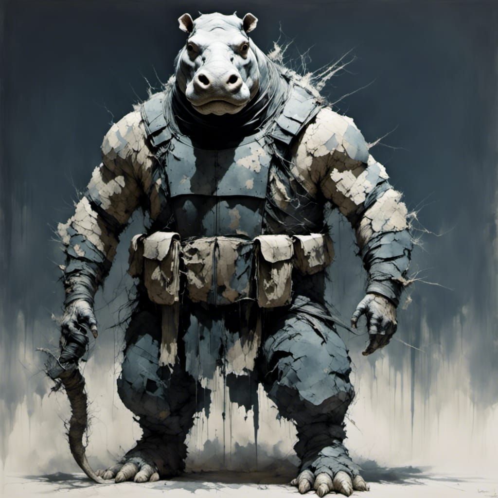 Hippo Mercenary in Ashley Wood Style