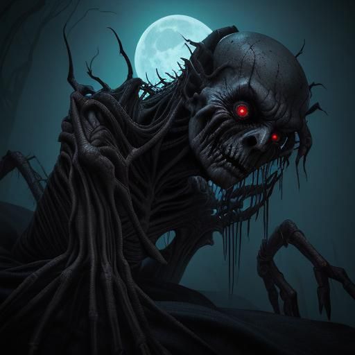 Grotesque Humanoid Watching You Sleep: Horror Art