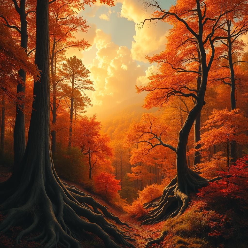 Autumn Forest in Dreamlike Realism