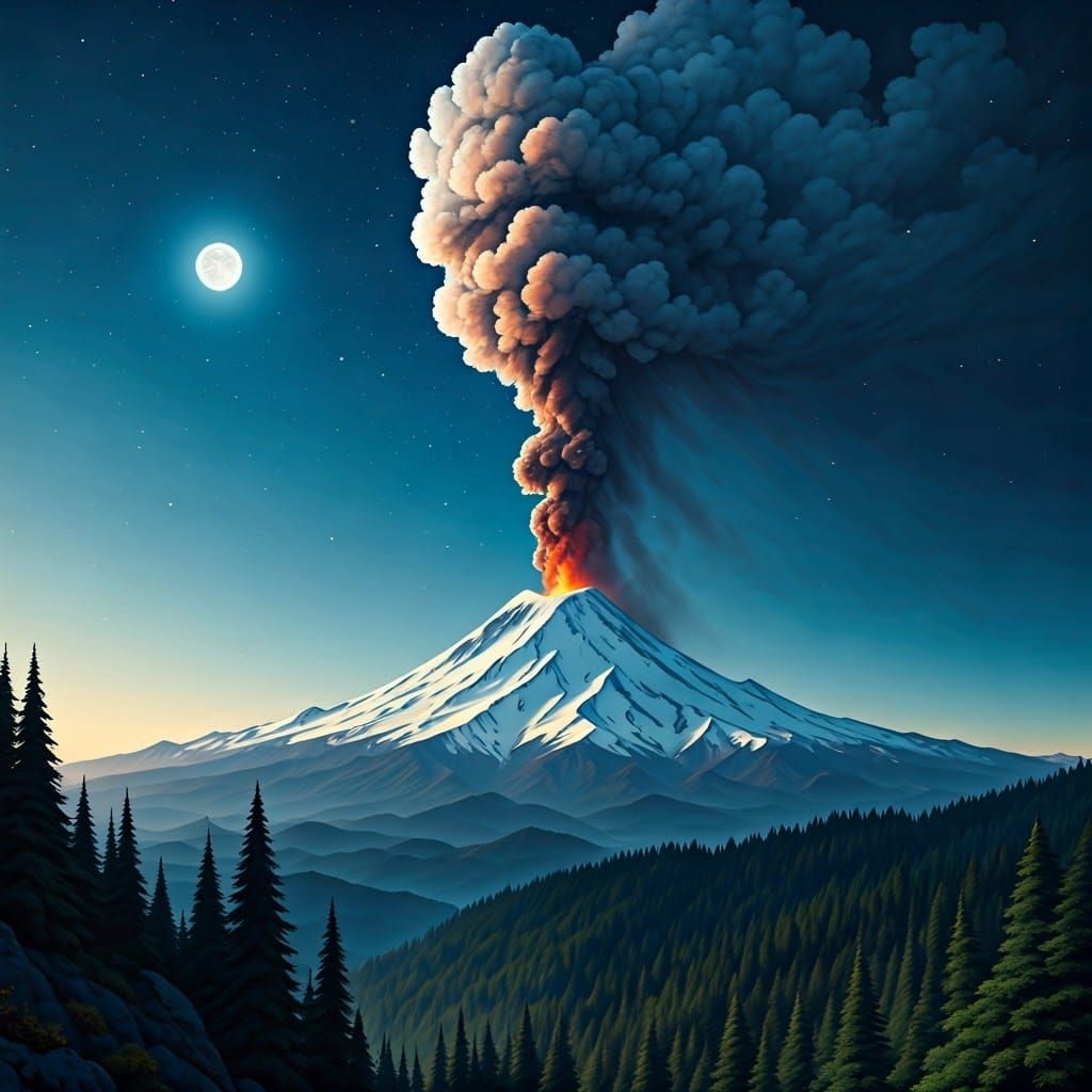 Ethereal Rainer Erupts Under Celestial Canvas