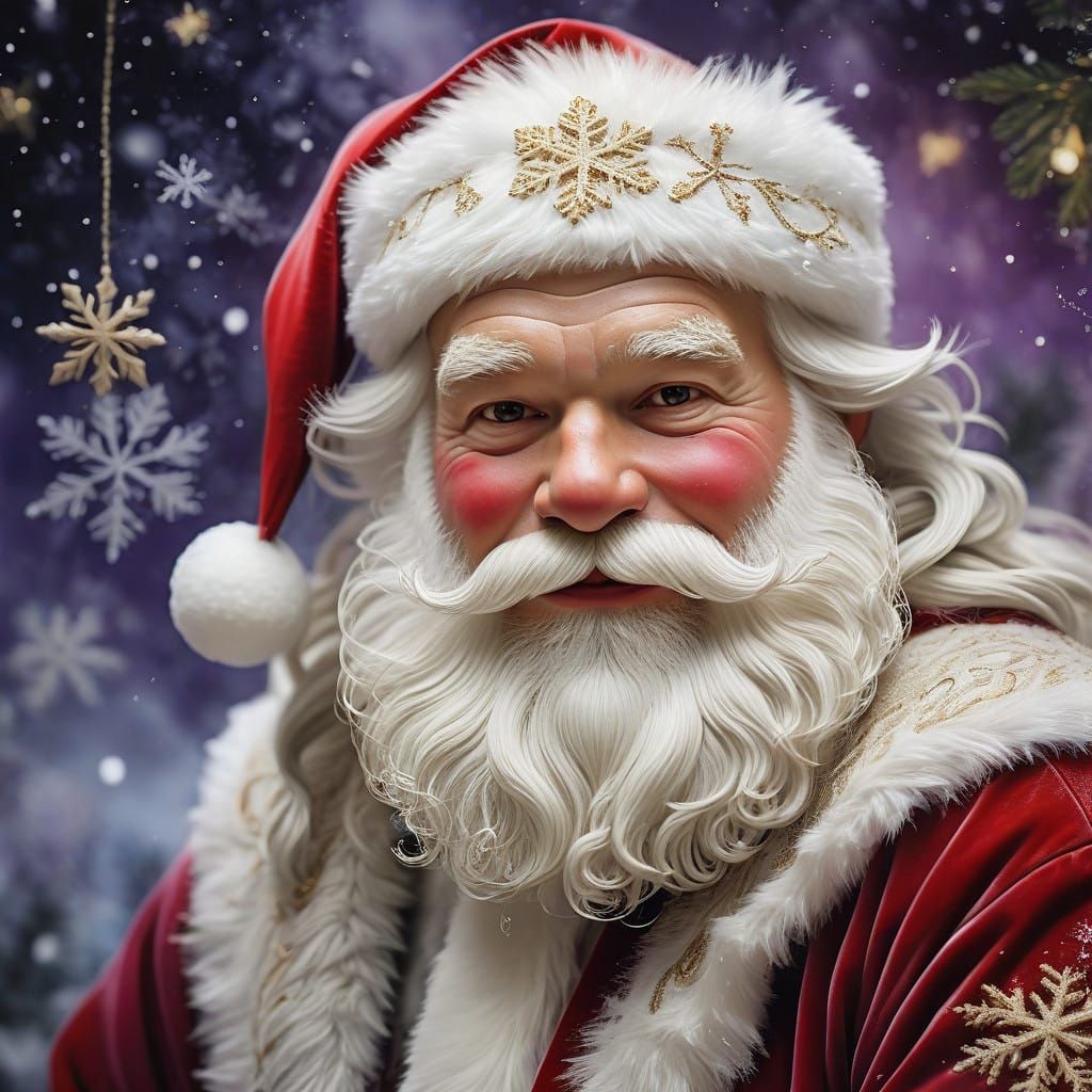 Jovial Santa Claus in Whimsical Winter Wonderland