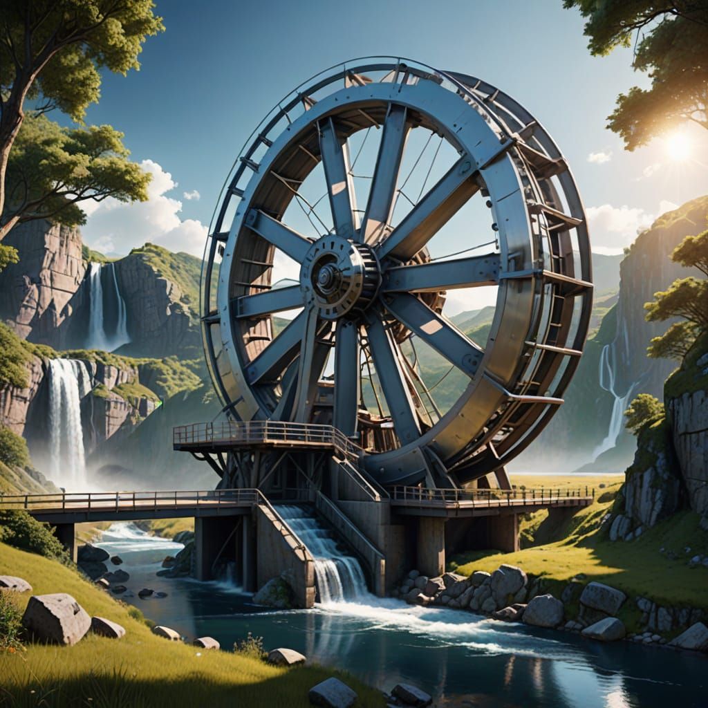 Sustainable Futuristic Waterwheel Harnesses Energy in a Cybe...