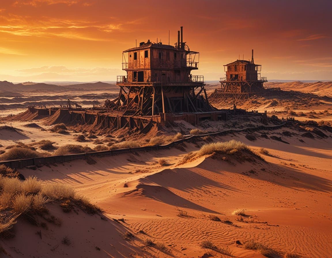 Post-Apocalyptic Desert Sunset: Sea of Rust