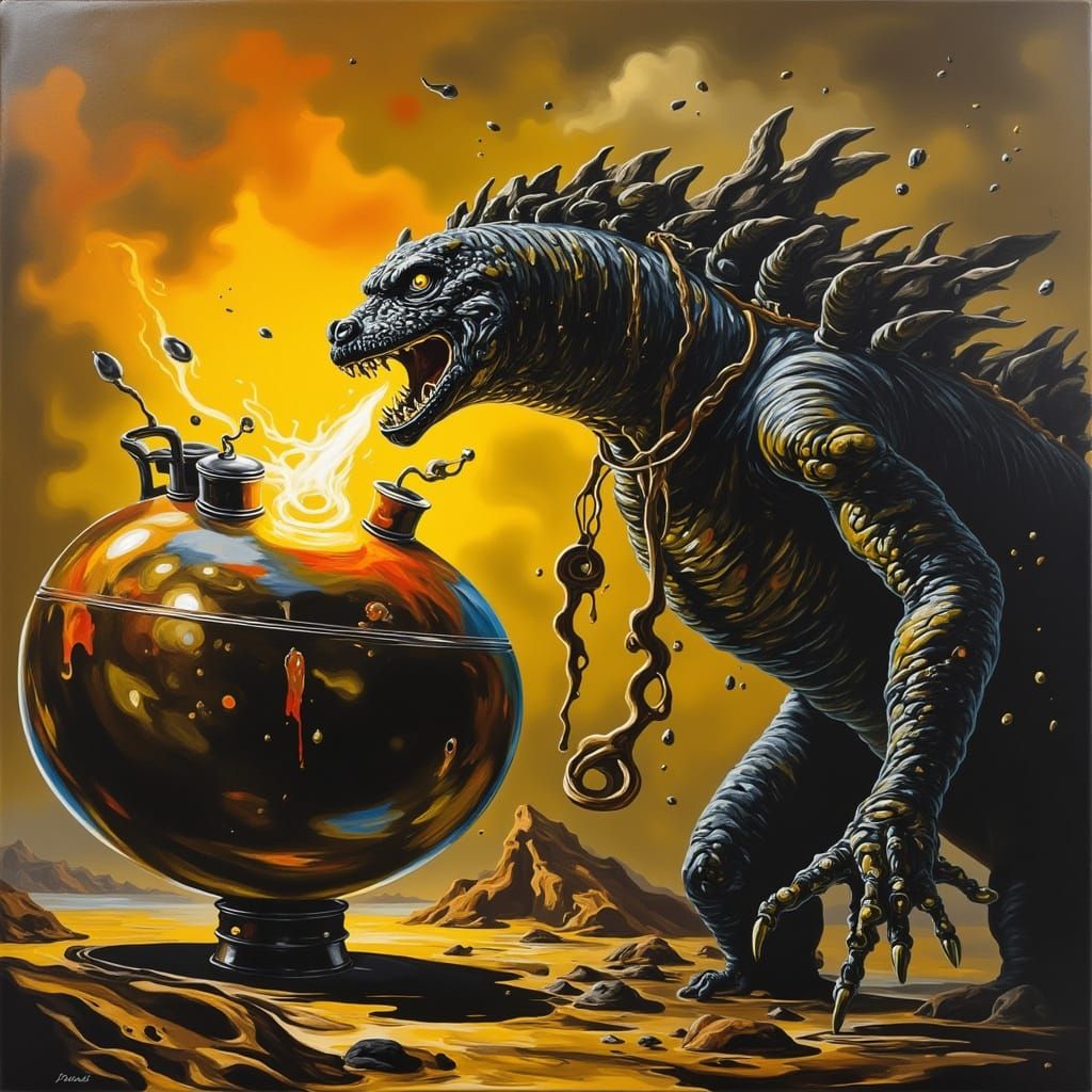 Godzilla-Type Monster Exploding Propane Tank