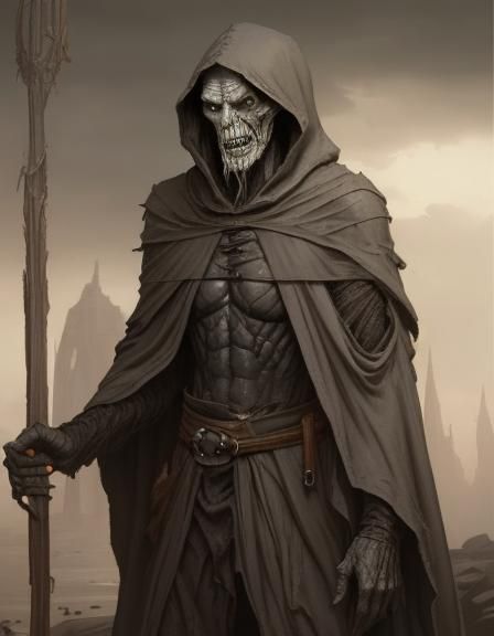 Sinister Ancient Monster in Hooded Cloak