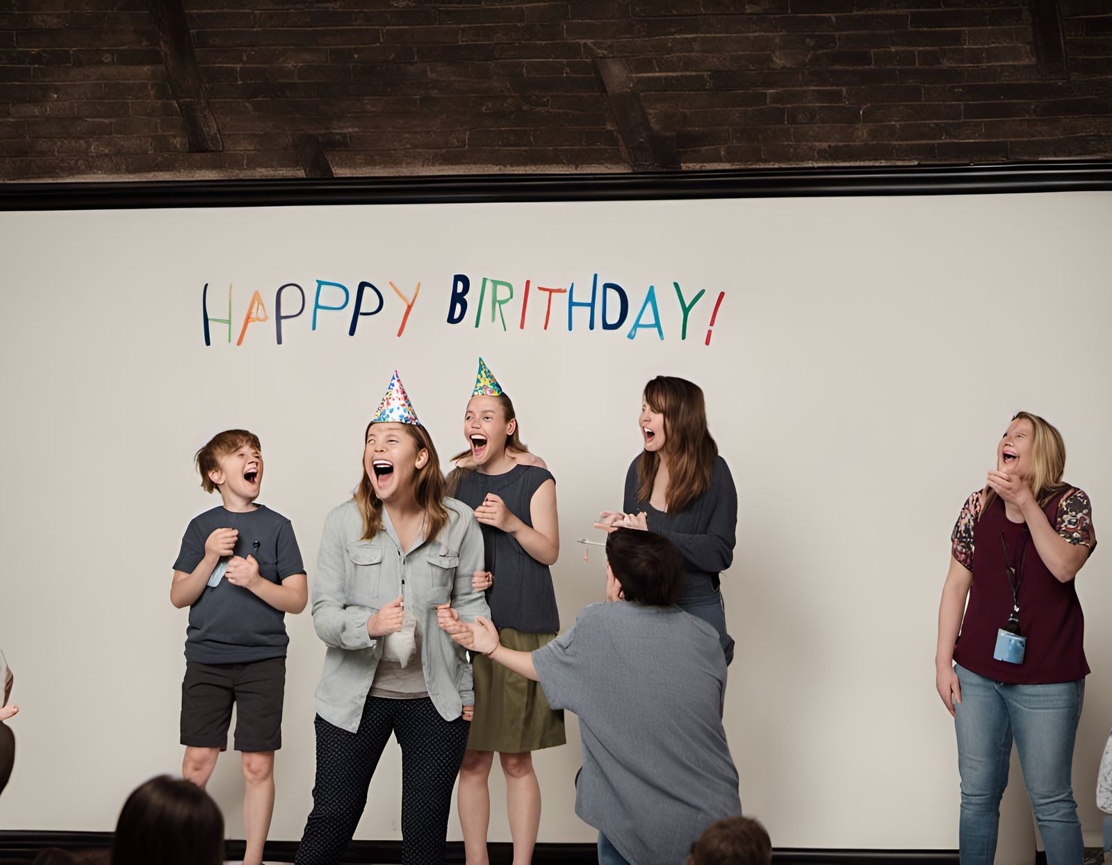 Birthday Girl Shouting with Joy: Digital Art