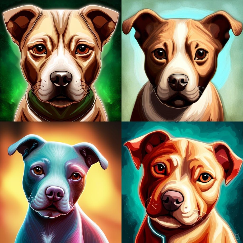 Fantasy Pit Bull Puppy in Abstract Egyptian Art