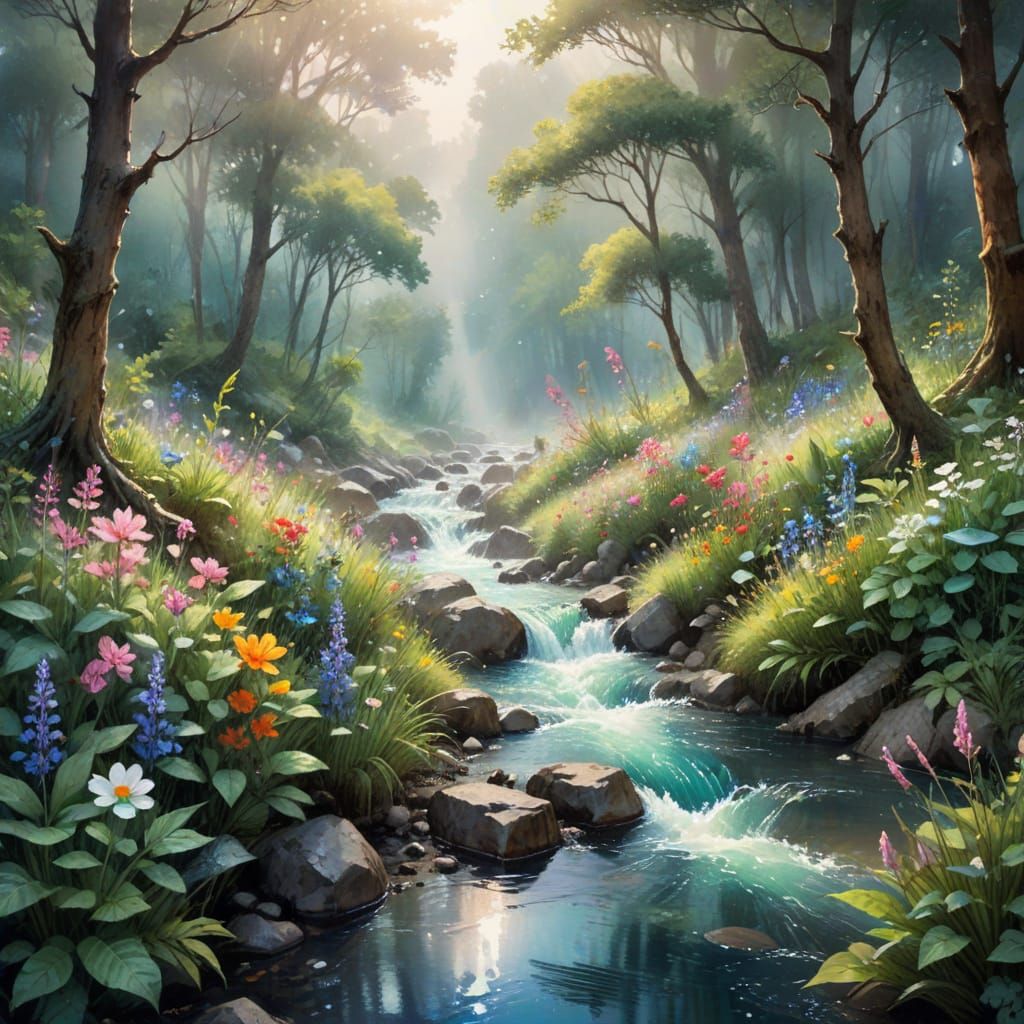 Monsoon Forest Clearing: Watercolour Illustration