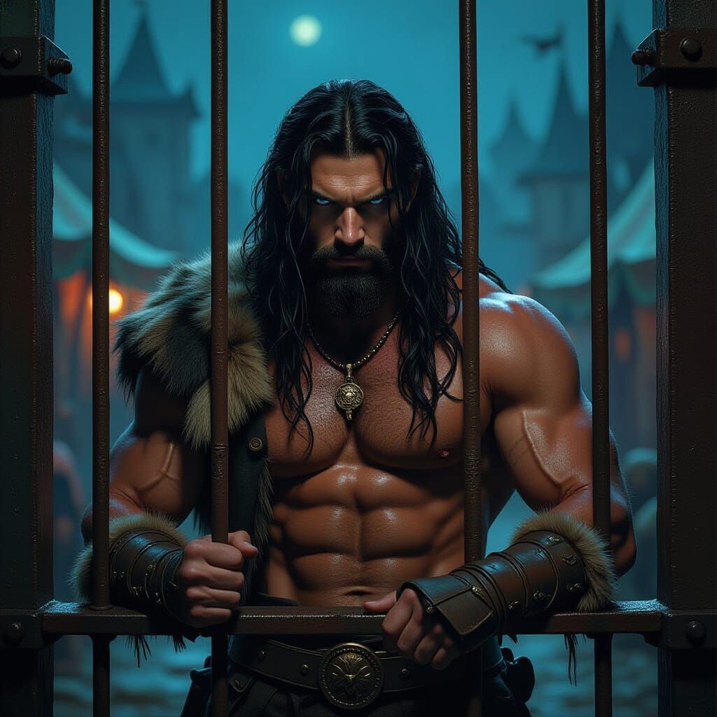 Mystical Carnival: Man Behind Bars in Dark Fantasy