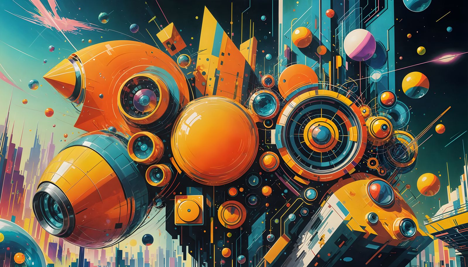 Vibrant Organic Abstraction in High-Contrast Polychrome