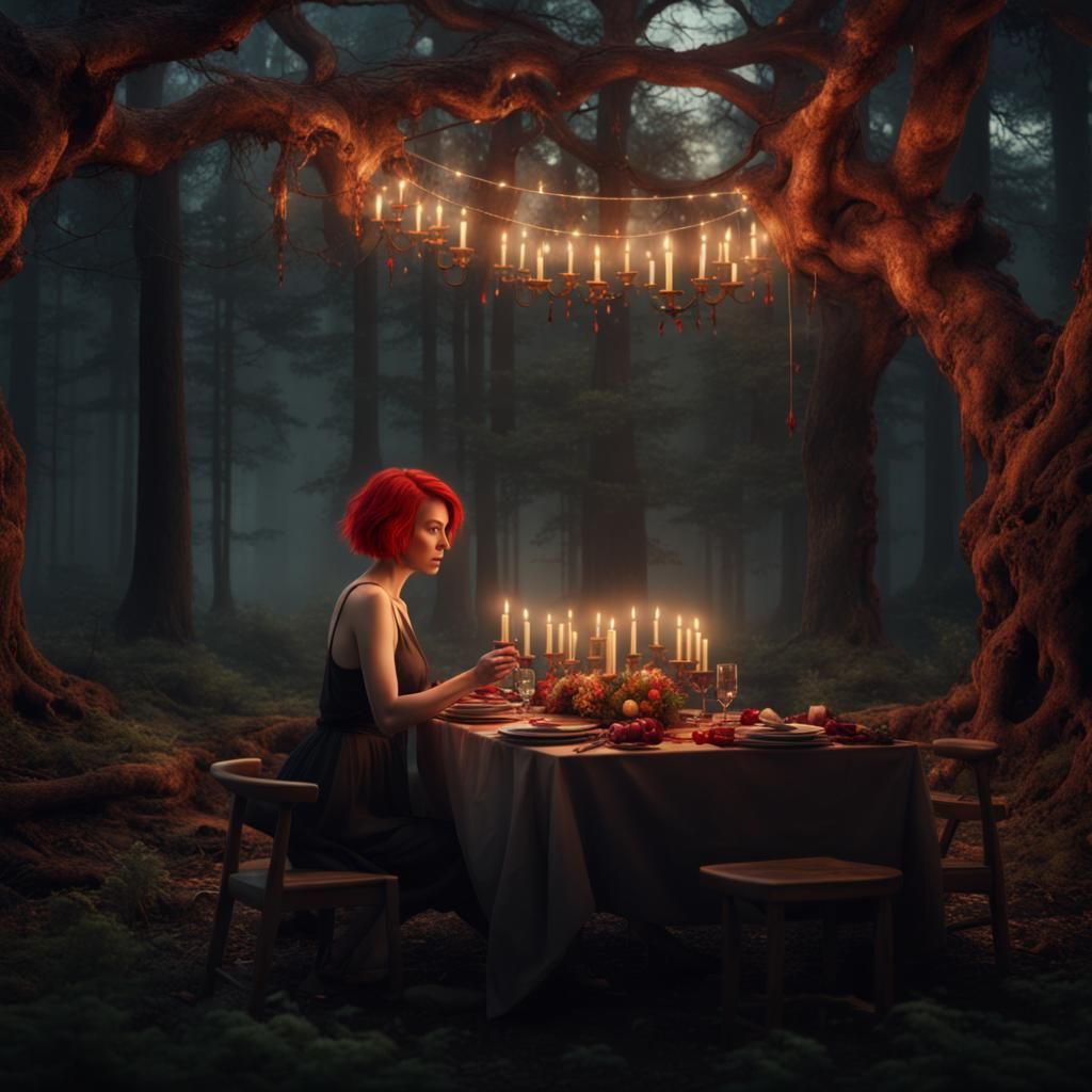 Solitary Forest Dinner in Digital Matte Painting