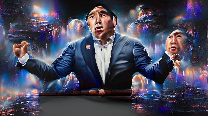 Hyperrealistic Portrait of Andrew Yang in 8k