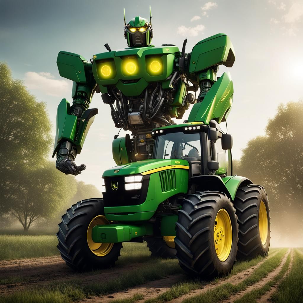 John Deere Tractor as Autobot in Detailed Matte Painting