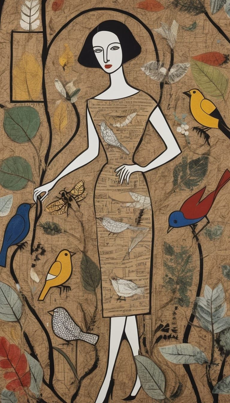 Entangled Bank Landscape in Art Brut Style