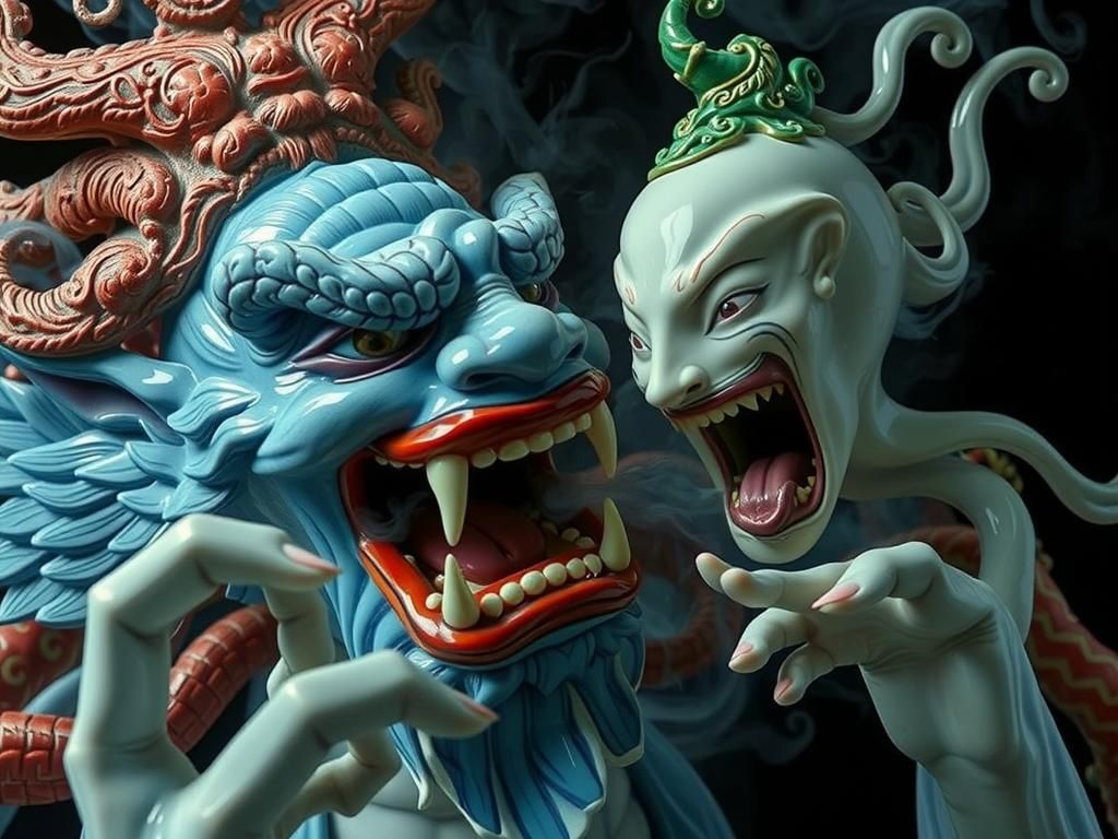 Terrifying Chinese God Exhaling Flames