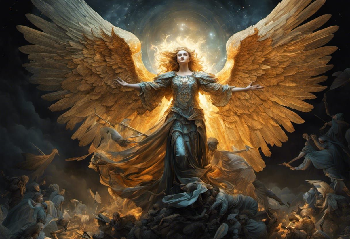 Angel fighting demons