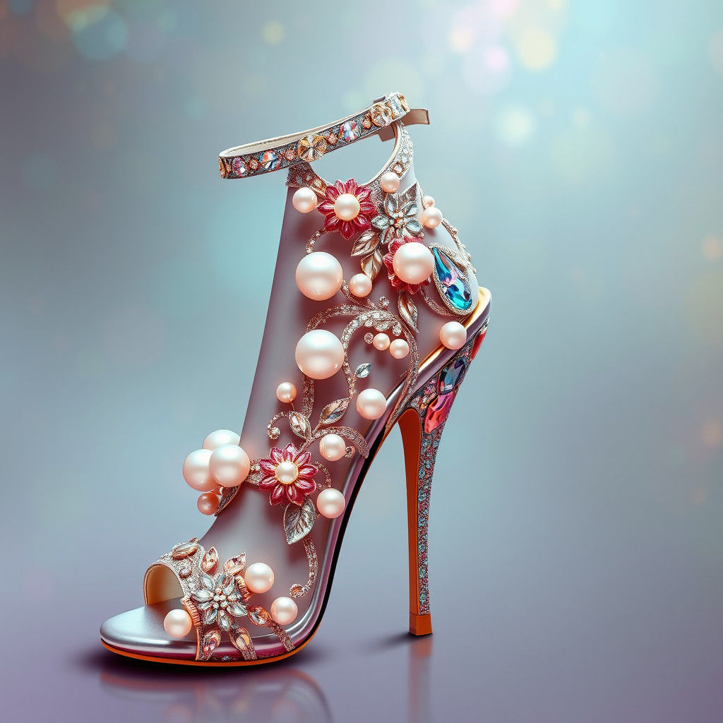 Elegant Pearl Sandal in Art Nouveau Style