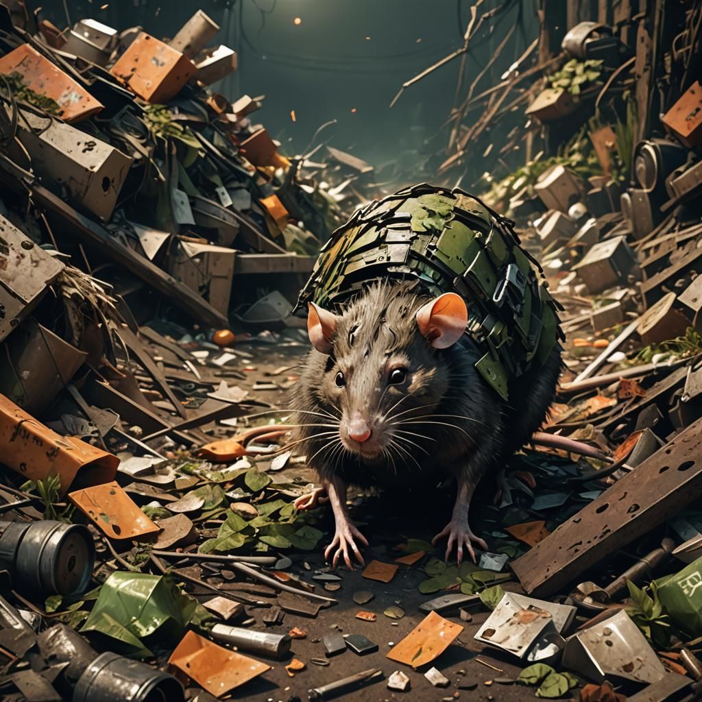Diseased Rat in Post-Apocalyptic Trash Heap
