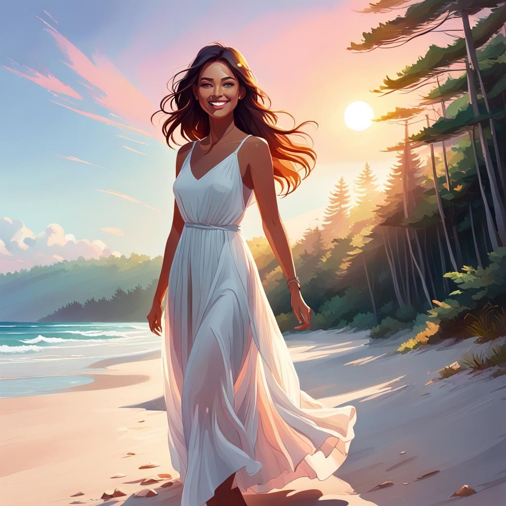 Sunrise Beach Portrait, Fantasy Concept Art