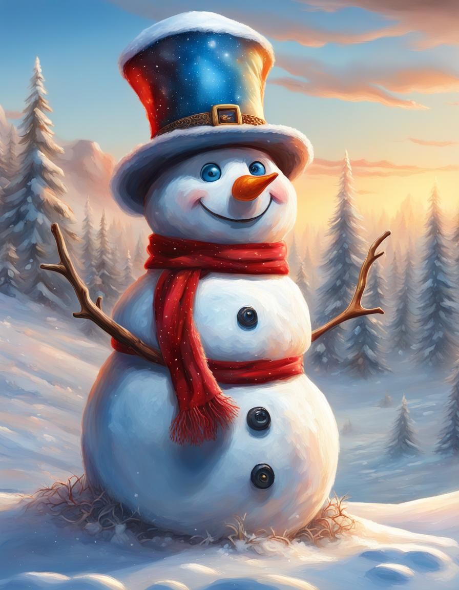 Festive Snowman in Winter Wonderland: Hyperdetailed Digital ...