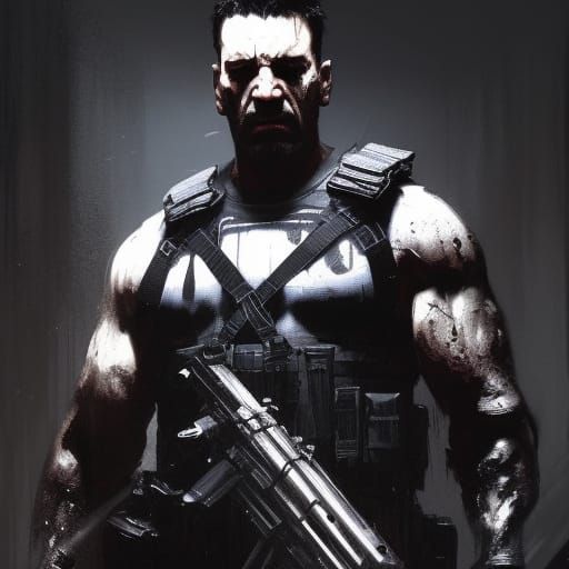 Dark Fantasy Punisher by Greg Rutkowski in 8K