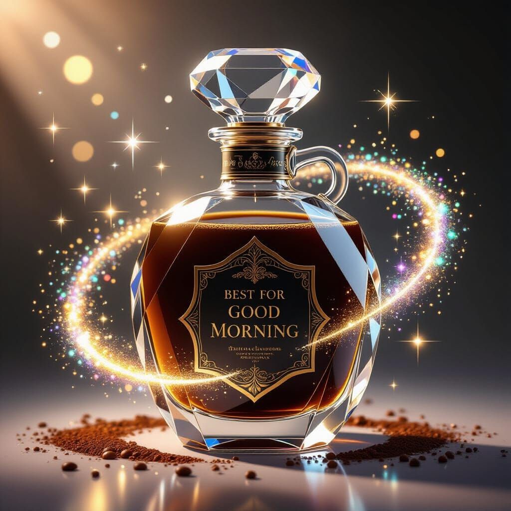 Fantasy Crystal Coffee Bottle with Magical Sparkles