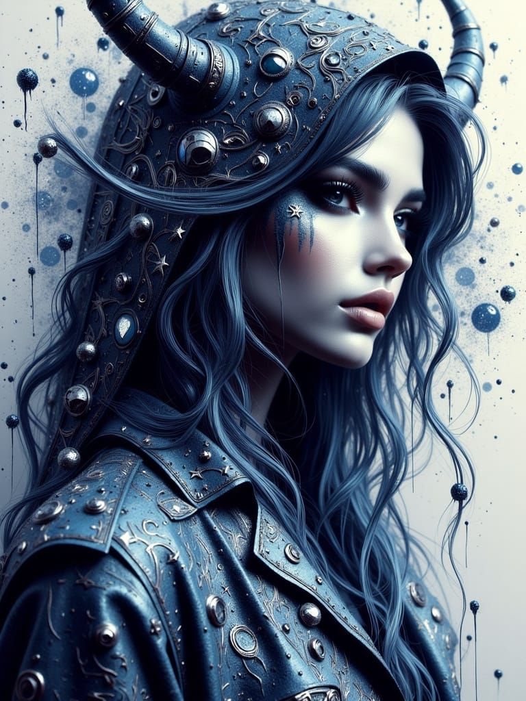 Norse Goddess with Glowing Runes in Graffiti Style