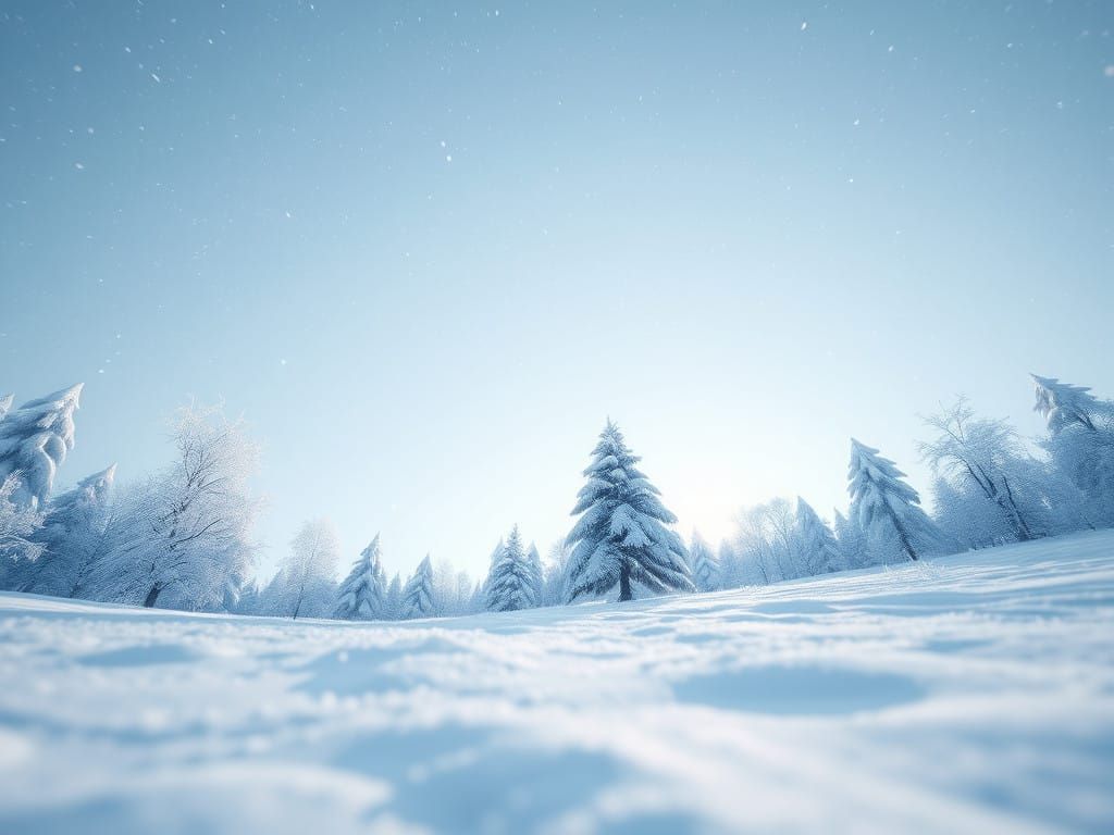 Snowy Winter Wonderland Landscape in Icy Blue Tones