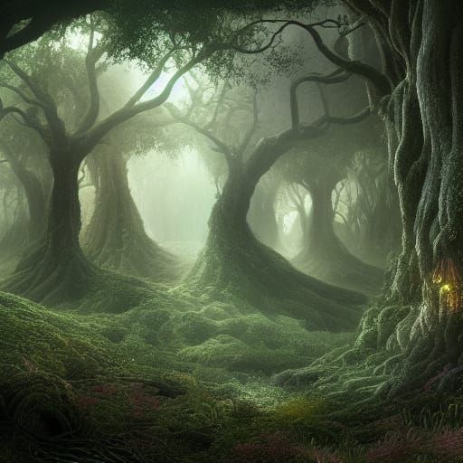 Epic Dryad Forest Digital Matte Painting