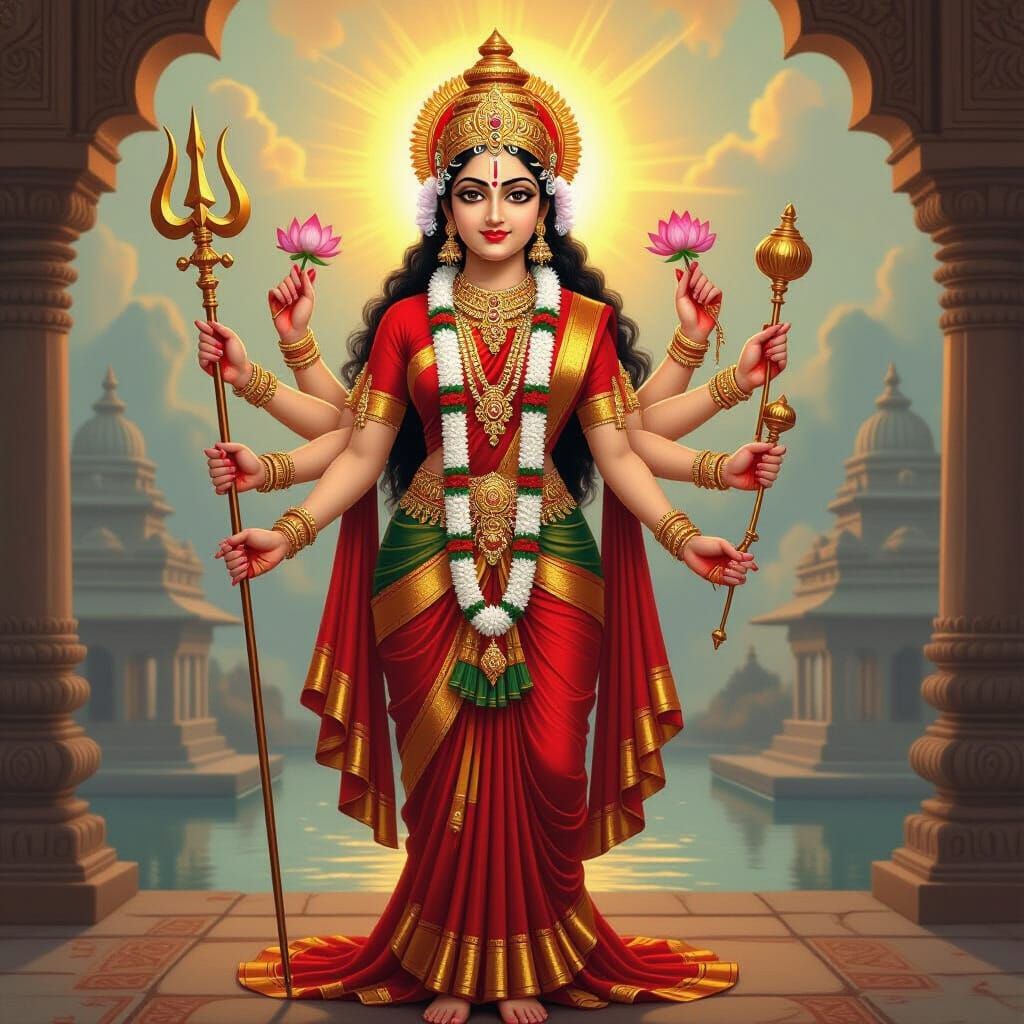 Maa Ambe Divine Mother Goddess in Traditional Attire