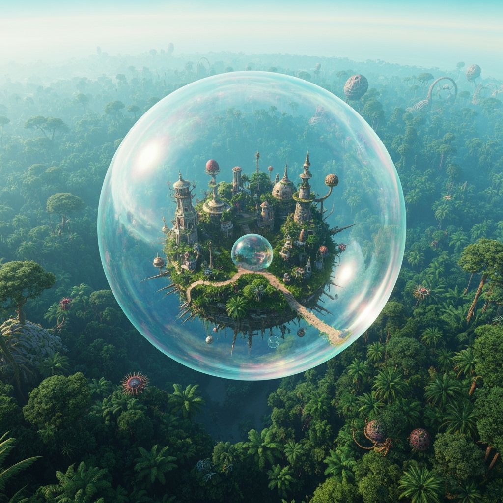 Giant Soap Bubble Encasing Alien World, Surreal Art