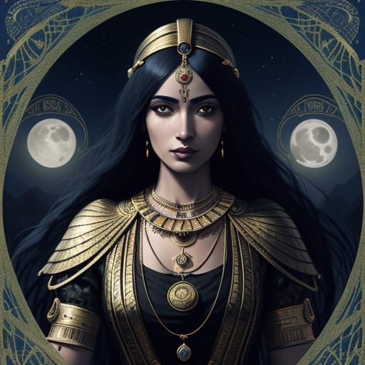 Victorian Goddess Under Full Moon