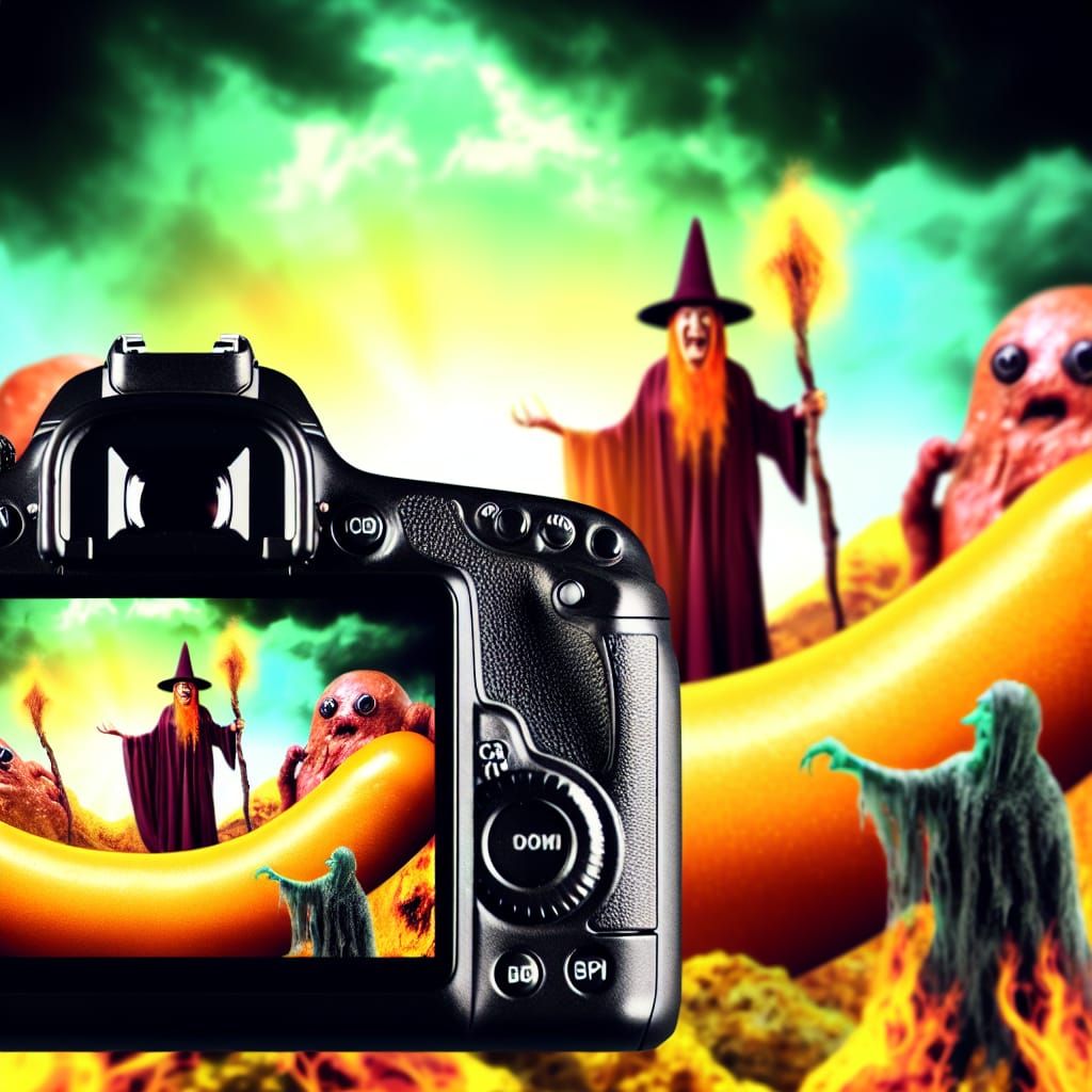 Surreal Hotdog Horror Landscape, Realistic Photography