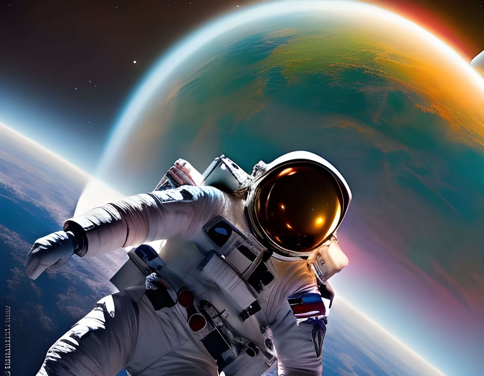 Astronaut Floating in Space: Digital Illustration